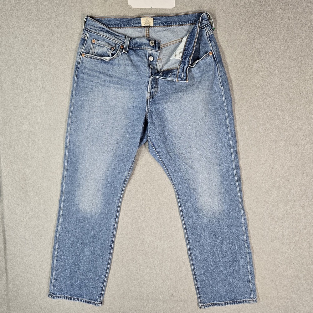 Levi's 501 Curve Women Jeans 32X30 Blue Denim Straight High Rise 29" Inseam